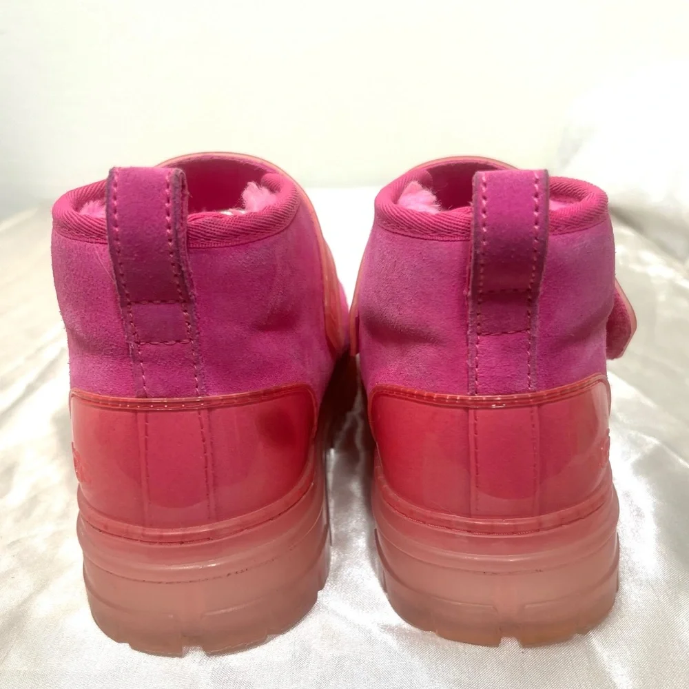UGG Neumel Clear Chukka Boot Hot Pink Suede Wool Shearling Lined Size 8 - Picture 6 of 16
